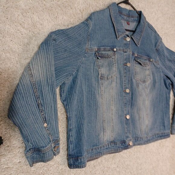 Vintage Gitano Denim Jacket Womens 26W Plus XXL Stretch Button Up Trucker - Picture 4 of 11